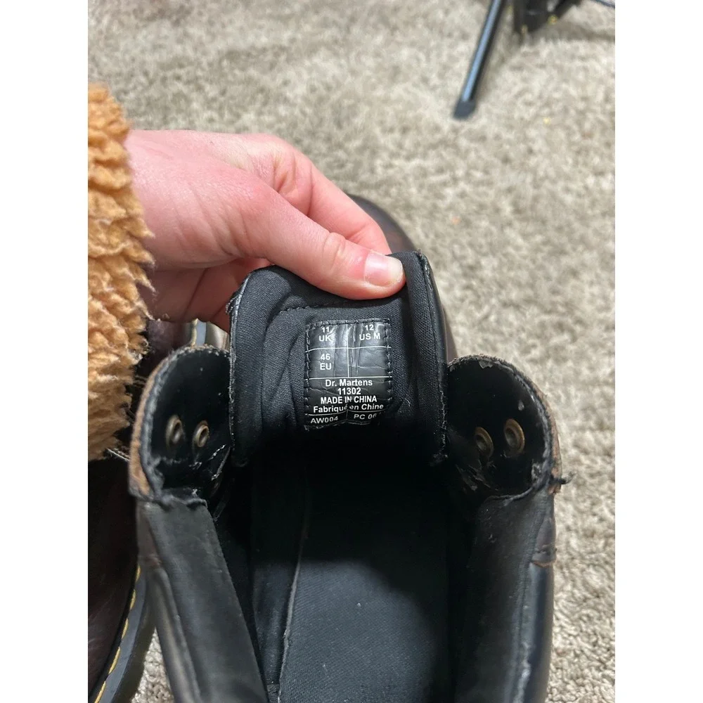 Dr Martens Mens Dark Brown Leather Hiker Boots Size 12 Lug Sole Vintage 90s Punk